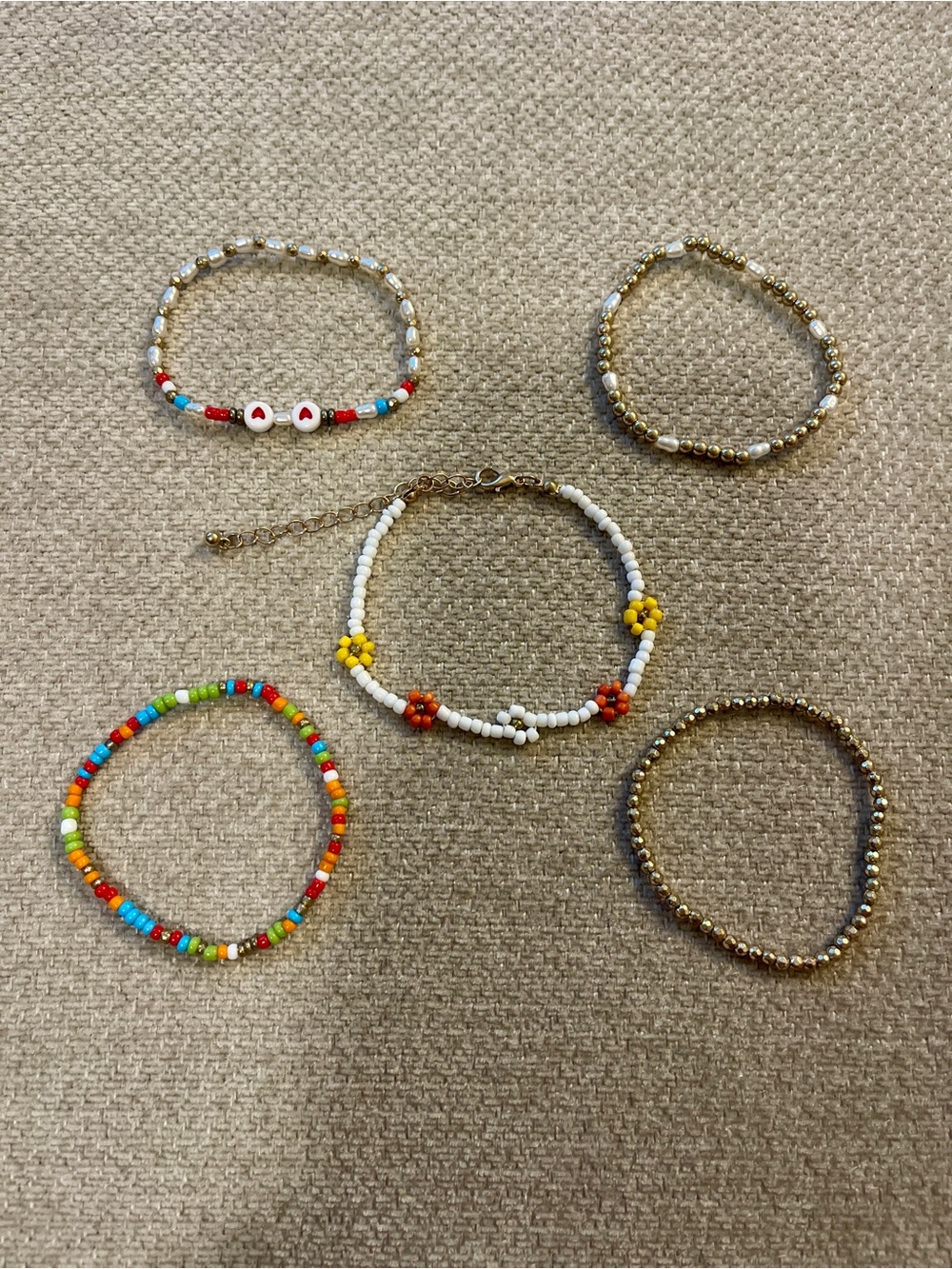 Set of 5 Beaded Bracelets